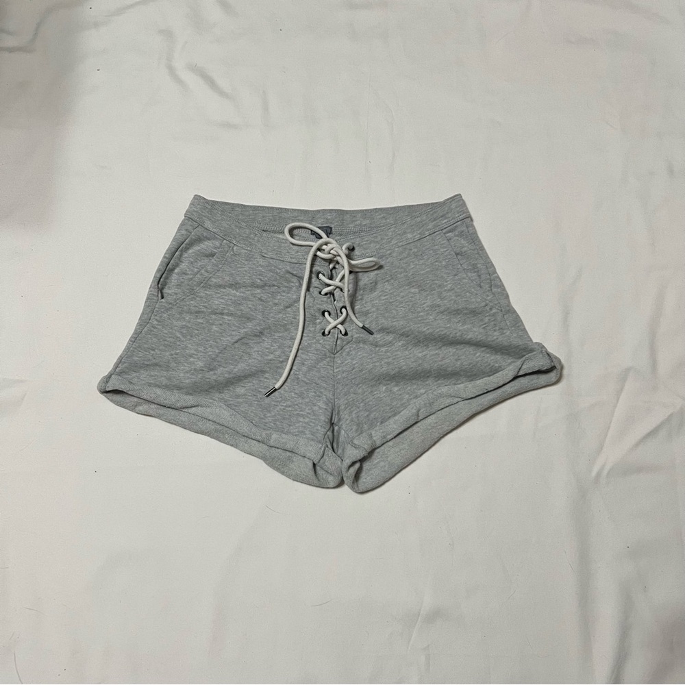 Aerie Heather Gray Lace-Up Shorts